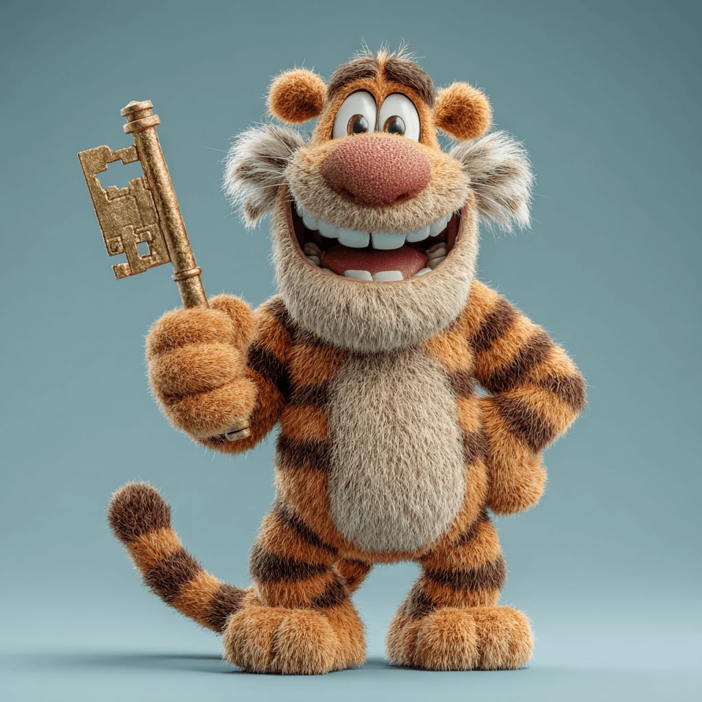 Login now and unlock rewards at 1423BET! Smiling tiger mascot holding a golden key ready to unlock 1423BET Casino